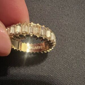 Sugarfix Rhinestone/Crystal Gold Tone Eternity Ring, size 7.25, excellent cond.